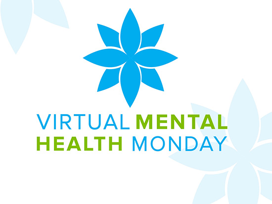 Gráfico con texto "Lunes de salud mental virtual"