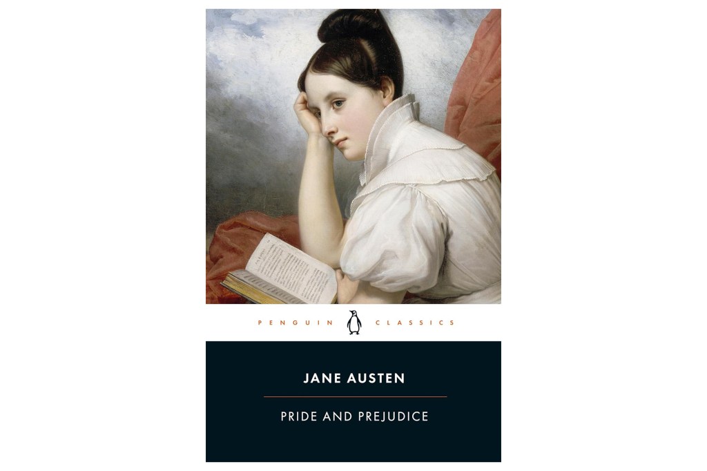 portada del libro "Orgullo y prejuicio" Jane Austen muestra una fotografía de una joven leyendo.